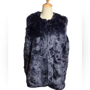 A New Day Midnight Blue Faux Fur Mob Wife Vest